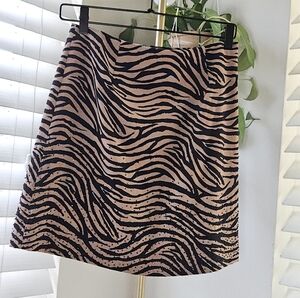Cache Animal Print Mini Skirt - Black and Tan